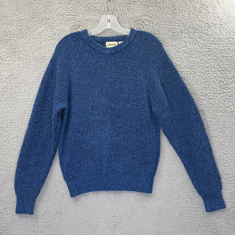 Vintage 90s St Johns Bay Knit Sweater Blue Preppy Academia Retro Men's Medium